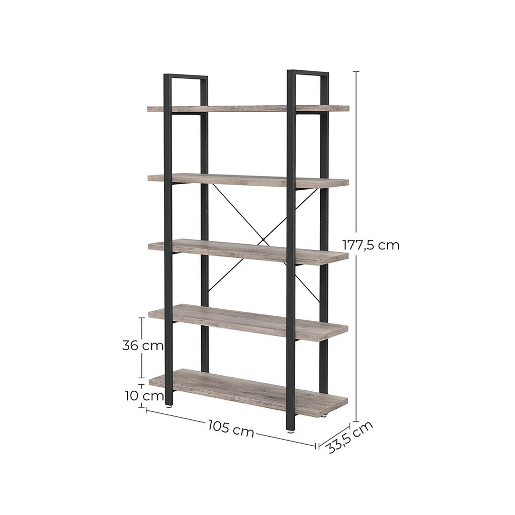 5-Tier Industrial Bookcase