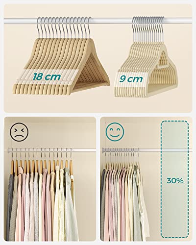 20 Velvet Hangers, Non-Slip and Space-Saving, Beige