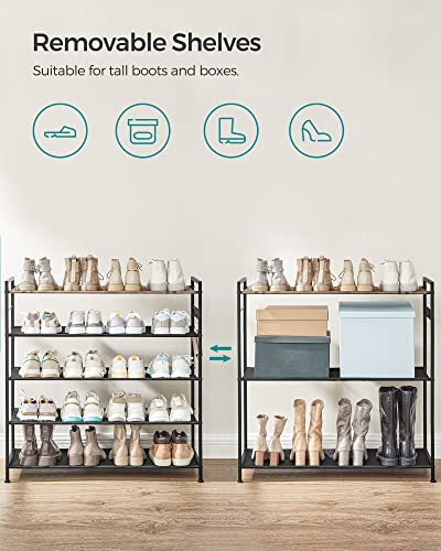 Shoe Rack, Metal Shoe Cabinet, Rustic Brown and Black