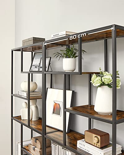 6-Tier Standing Storage Bookshelf -Rustic Brown and Black