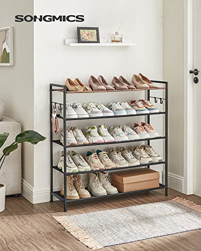 Shoe Rack, Metal Shoe Cabinet, Rustic Brown and Black