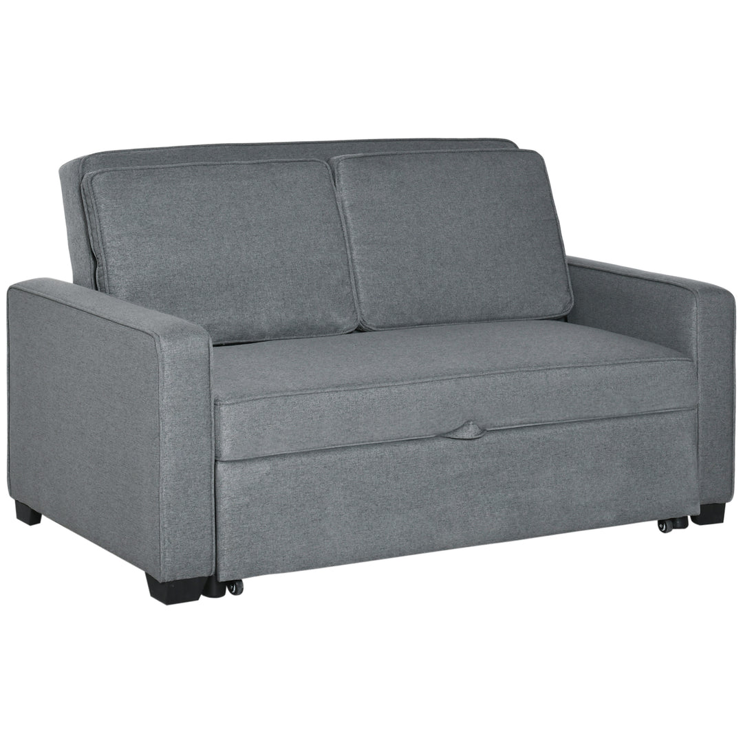 HOMCOM Two Seater Sofa Bed Convertible Loveseat Couch Sleeper Lounge Click Clack Couch Sleeper Settee for Living Room &amp; Bedroom, Grey