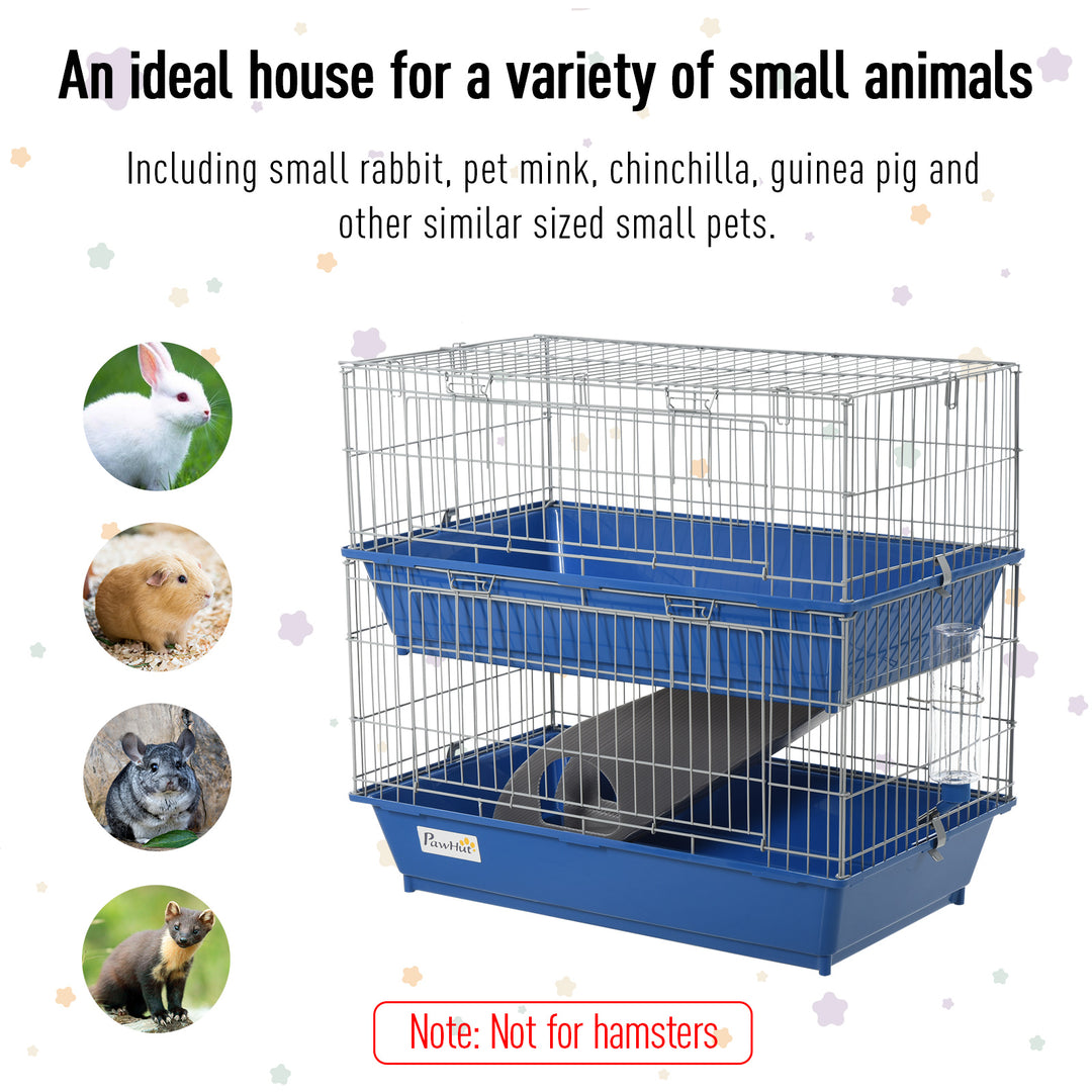 PawHut Metal 2-Tier Small Animal Cage Blue