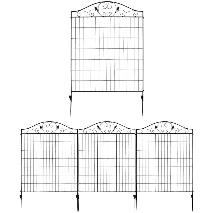 4 Panels Folding Iron Decorative Garden Fence Interlockable