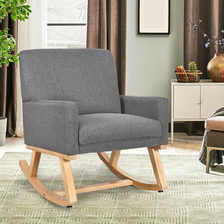 Upholstered Recliner Rocking Chair- Grey