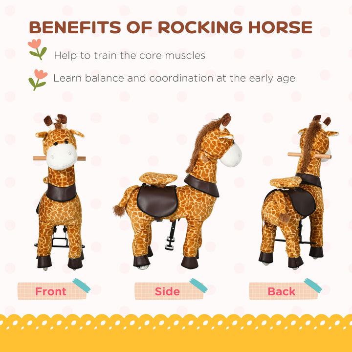 Riding Horse for Kids Ride On Giraffe Toy with Wheels Mechanical Rocking Pony Gift for 3-6 Years Girls Boys