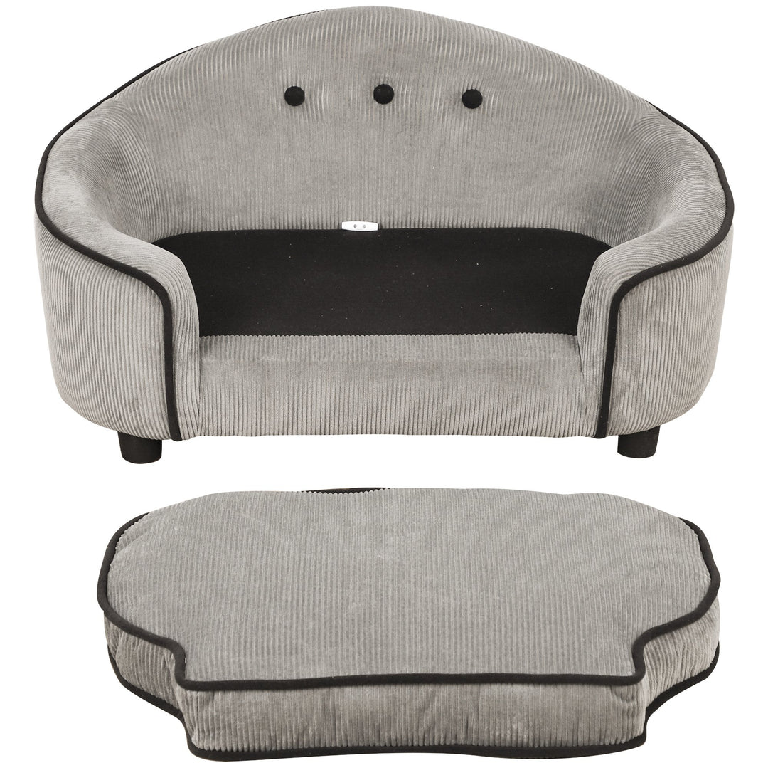 Pet Sofa Couch Small Sized Dog Various Cat Sponge Cushioned Bed Lounge Gray
