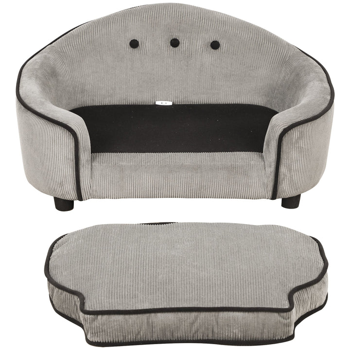 Pet Sofa Couch Small Sized Dog Various Cat Sponge Cushioned Bed Lounge Gray