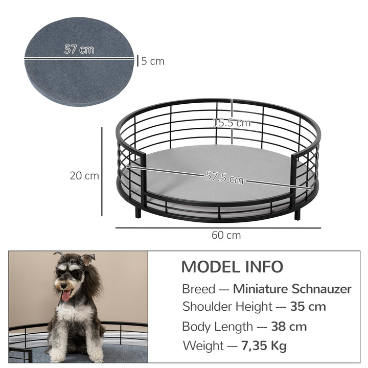 Raised Dog Bed with Soft Cushion, Modern Style Pet Sofa Bed Steel Frame, with Removable Cover, for Small Sized Dogs, Dia. 60 x 20 cm, Black