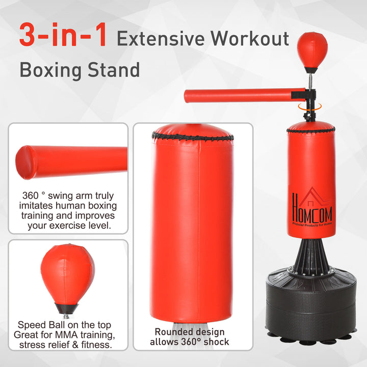 Freestanding Boxing Punch Bag Stand with Rotating Flexible Arm, Speed Ball, Waterable Base by HOMCOM