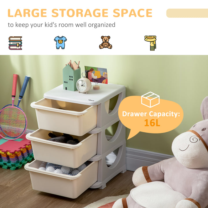 Kids Storage Units with Drawers 3 Tier Chest Vertical Dresser Tower Toy Organiser for  Nursery Playroom Kindergarten White