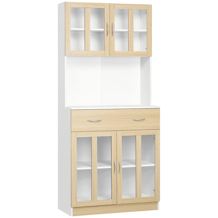 Modern Kitchen Cupboard, Freestanding Storage Cabinet Hutch with Central Drawer