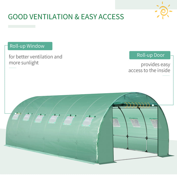 Outsunny 6 x 3 x 2m Greenhouse Replacement Cover ONLY Winter Garden Plant PE Cover for Tunnel Walk-in Greenhouse with Roll-up Windows