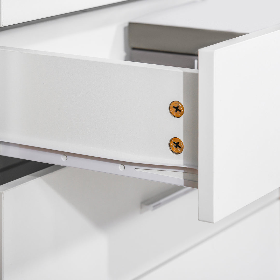 Storage Cabinet Vertical Drawer Chest of 4 w/ Metal Rails Anti-Tip for Playroom, Nursery Room, Hallway, etc