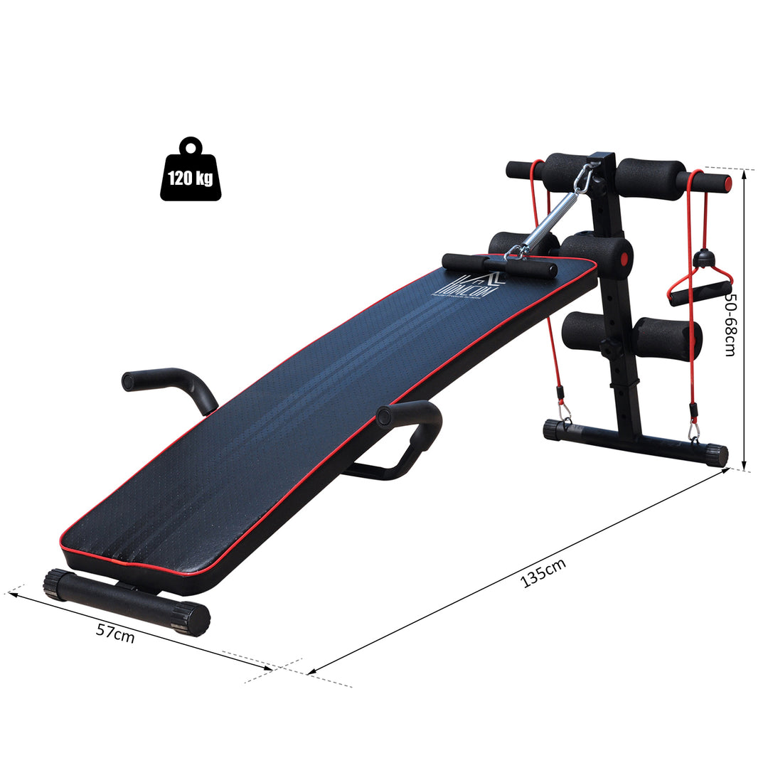 HOMCOM Sit Up Workout Bench, Steel-Black Red