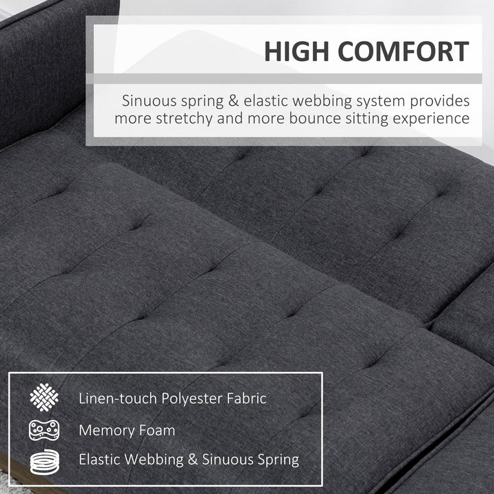 Upholstered 3 Seater Sofa Bed, Linen-Touch Sleeper Futon Recliner with Storage and Cupholders, Grey