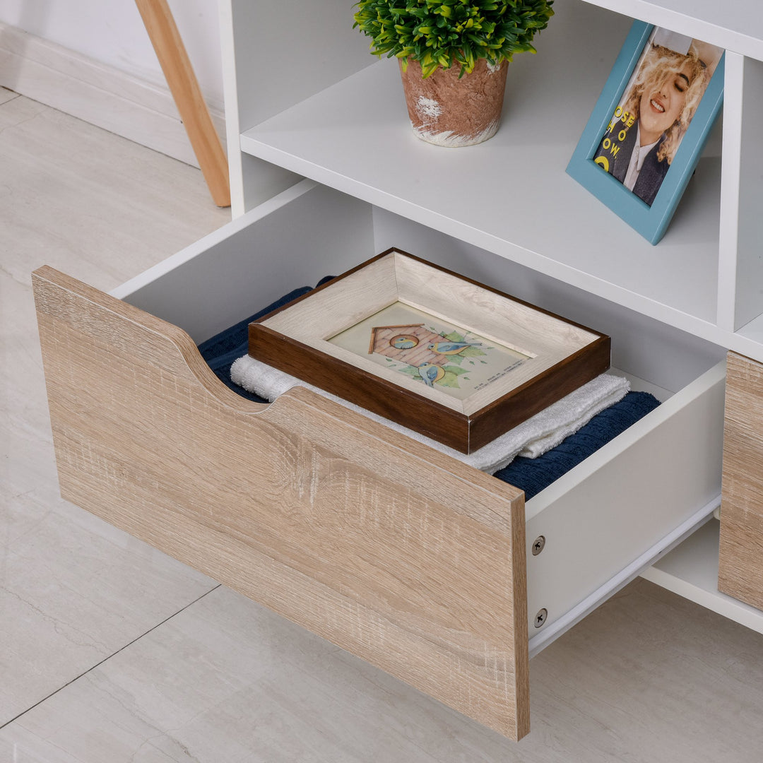 HOMCOM Particle Board TV Media Unit White/Oak