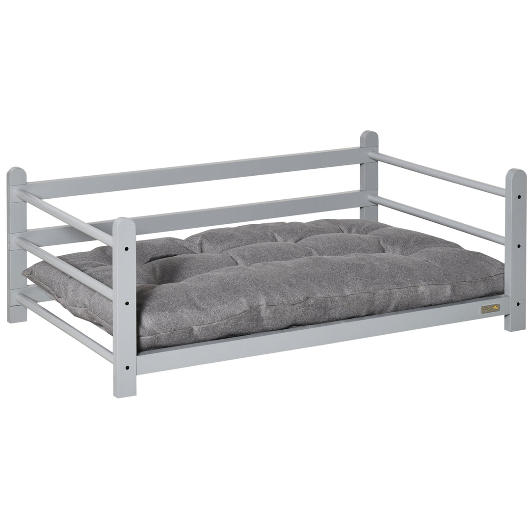 Pet Bed, Portable Elevated Cat Dog Sofa for Small Medium Dogs with Soft Washable Cushion - Grey