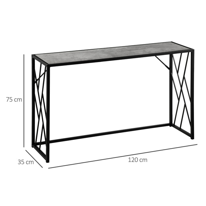 HOMCOM 120 cm Console Table, Industrial Sofa Table with Metal Frame for Living Room, Hallway, Grey