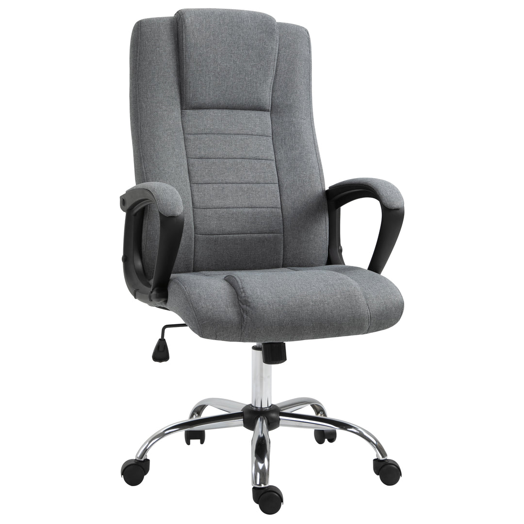 High Back Office Chair 360° Swivel Chair Adjustable Height Tilt Function Linen Deep Grey 62W x 62D x 110-119H cm