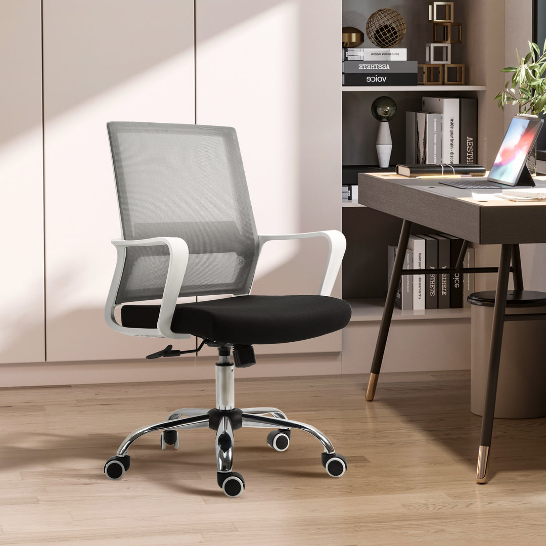 Vinsetto Ergonomic Office Chair Adjustable Height Breathable Mesh Desk Chair w/Armrest and 360° Swivel Castor Wheels Black