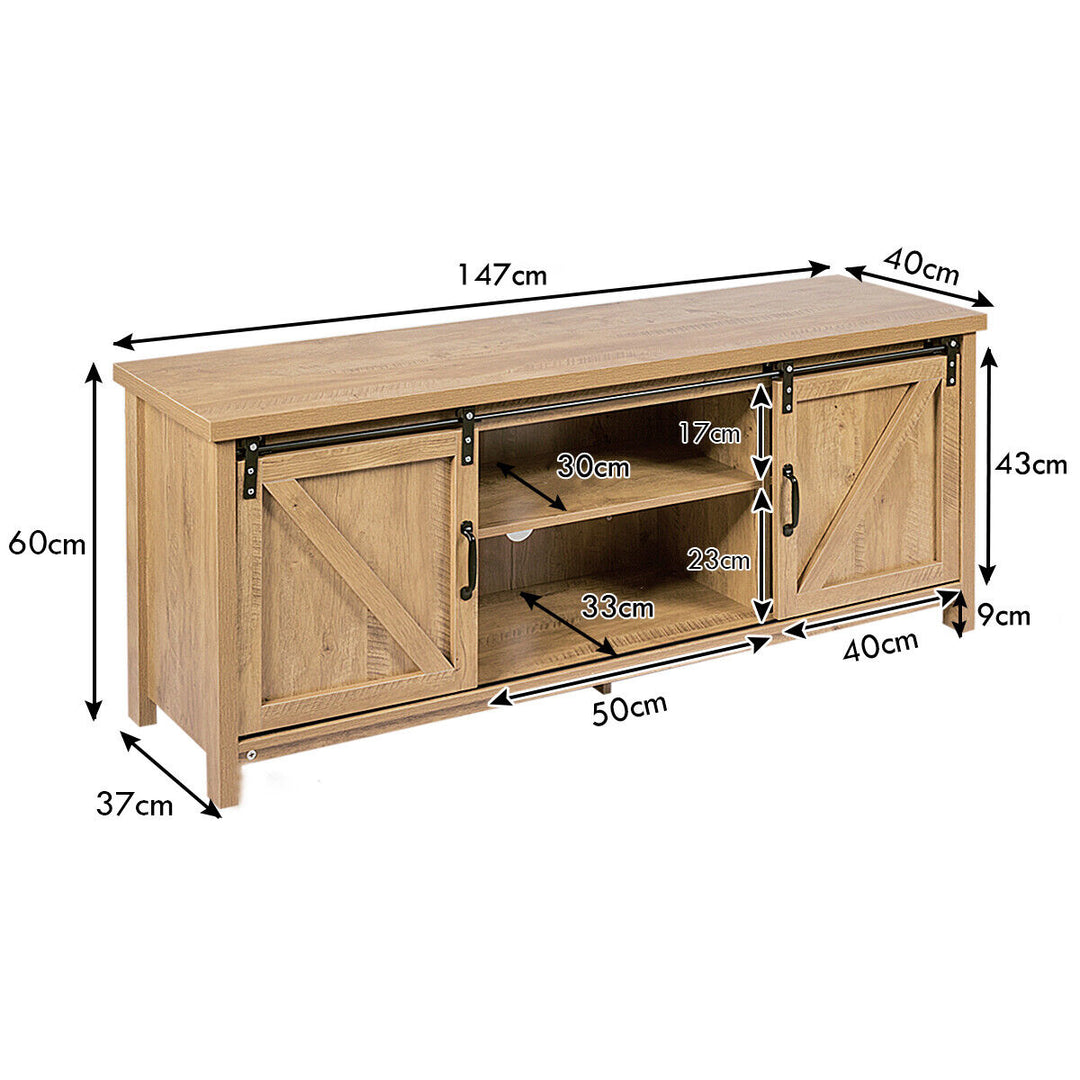Modern TV Cabinet for 60-Inch TV Wooden Media Storage Shelves-Orange