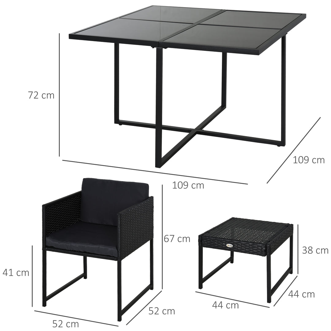 8-Seater Rattan Dining Cube Set Outdoor Patio Furniture PE Rattan Wicker Dining Set w/ 4 Armchair,4 Foot Stool,Grey Cushion