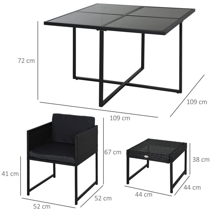 8-Seater Rattan Dining Cube Set Outdoor Patio Furniture PE Rattan Wicker Dining Set w/ 4 Armchair,4 Foot Stool,Grey Cushion