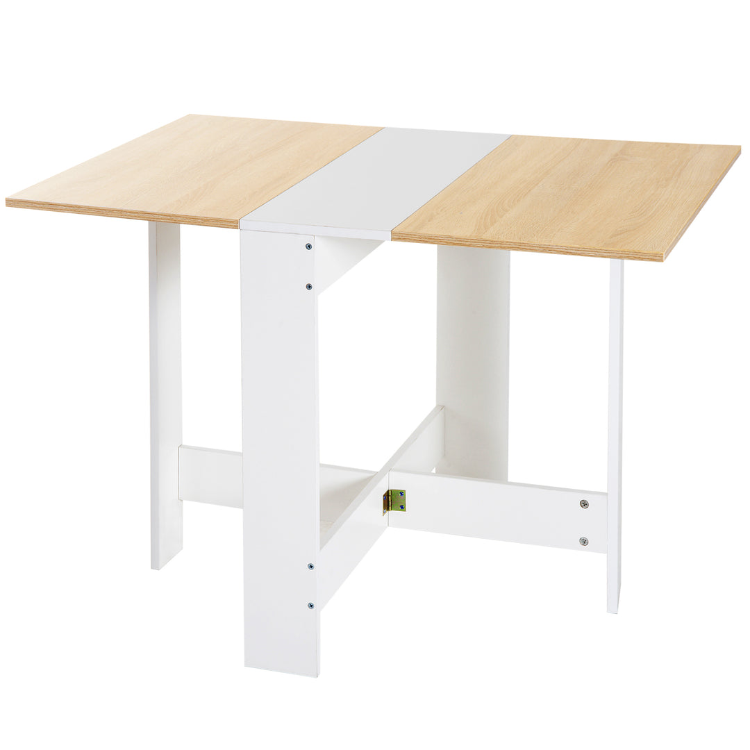 Particle Board Wooden Foldable Dining Table Writing Space Saving Home Office Oak & White