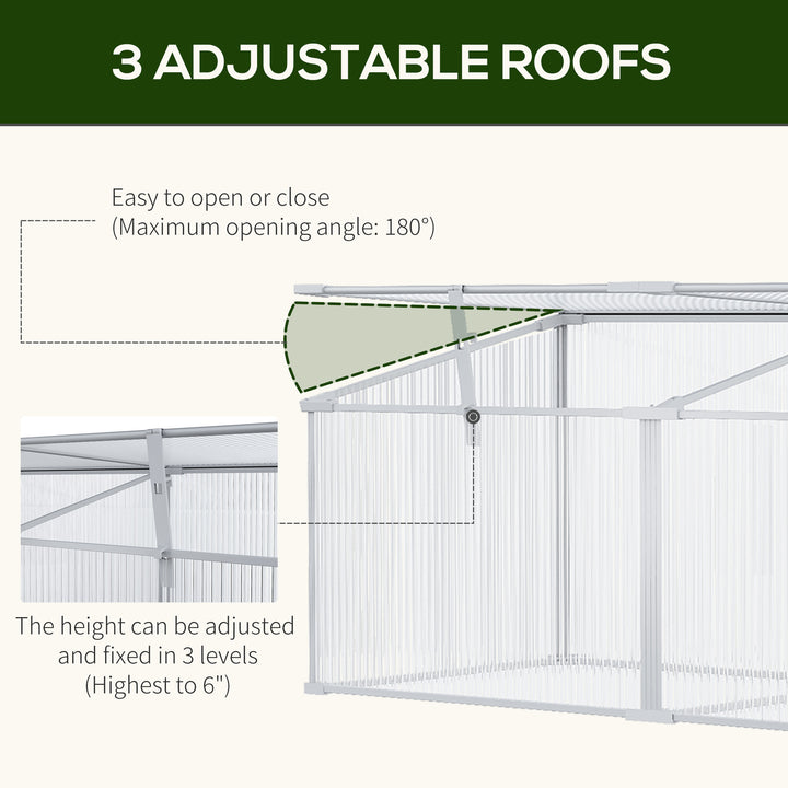 Outdoor Greenhouse Polycarbonate Grow House Flower Vegetable Plants Raised Bed Garden Aluminium Cold Frame 180 x 51 x 51 cm