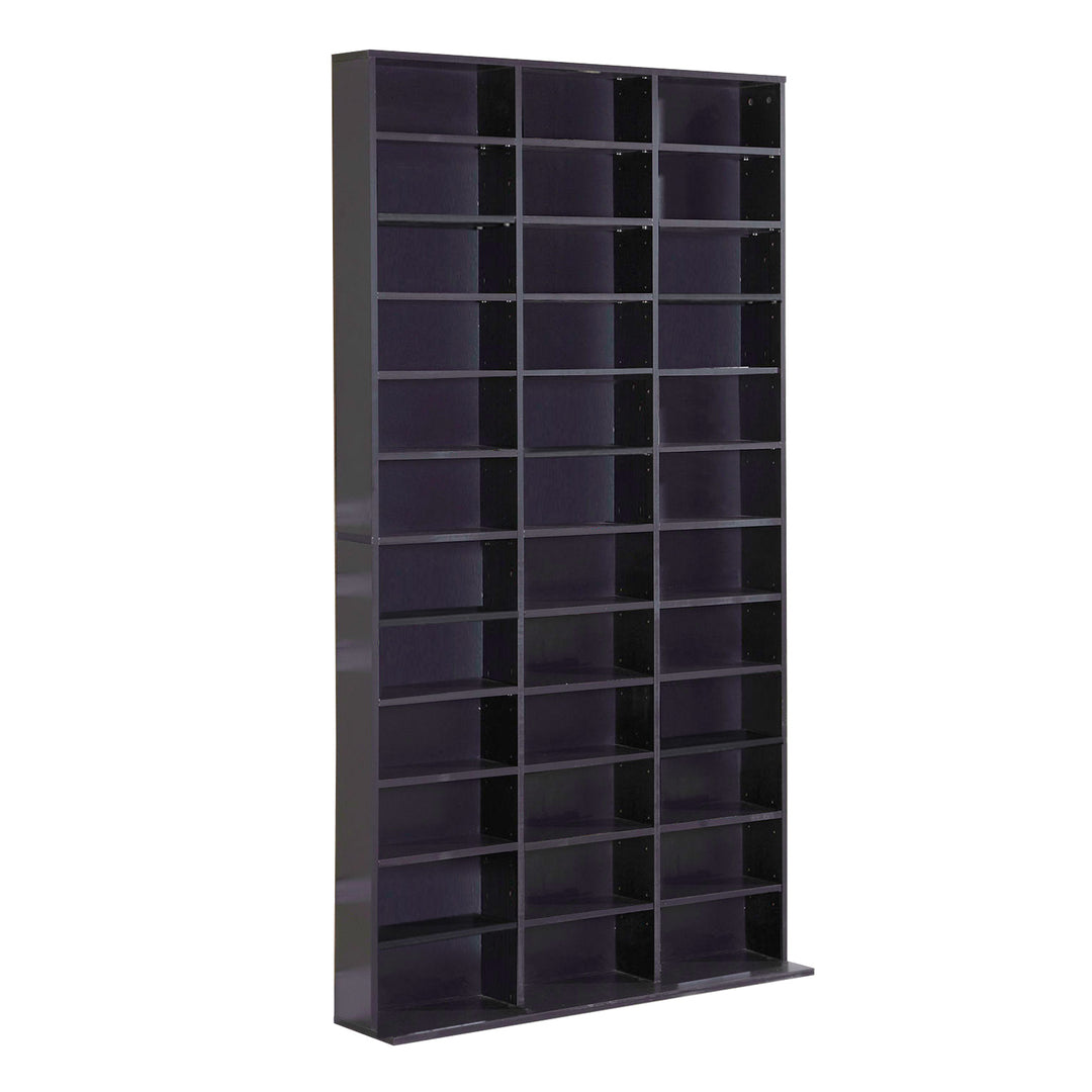 CD / DVD Storage Shelf Storage Unit for 1116 CDs Height-Adjustable Compartments 102 x 24 x 195 cm Black