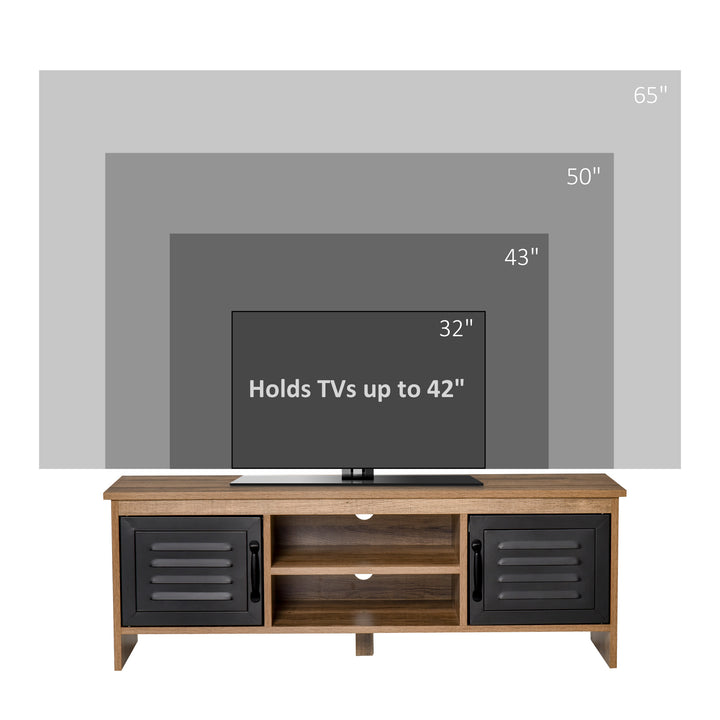 TV Stand Cabinet Unit for TVs up to 42 Inches with 2 Drawers and 2 Storage Compartment Wire Hole Entertainment Console for Living Room Black
