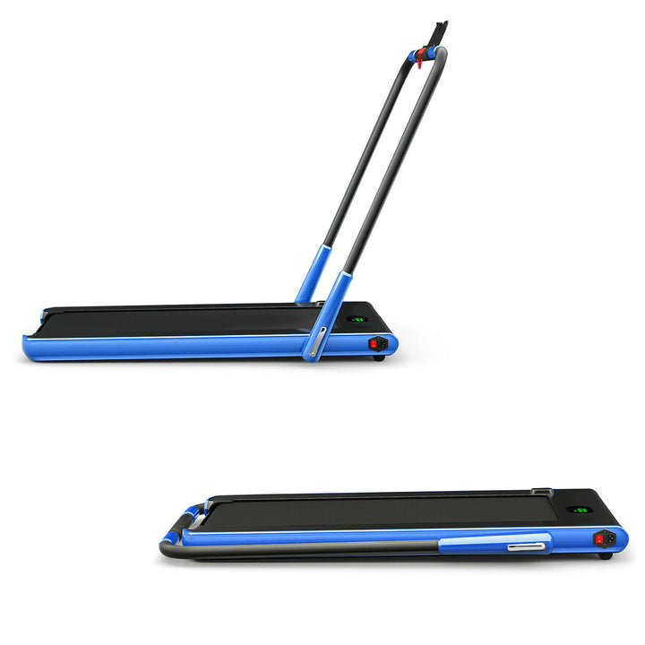 Folding Treadmill with LED Display Bluetooth Speaker-Blue