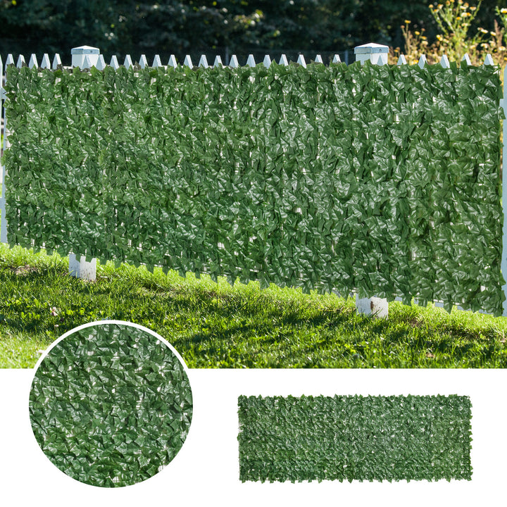 Artificial Leaf Hedge Screen for Garden Outdoor Indoor Decor, 3M x 1M Dark Green