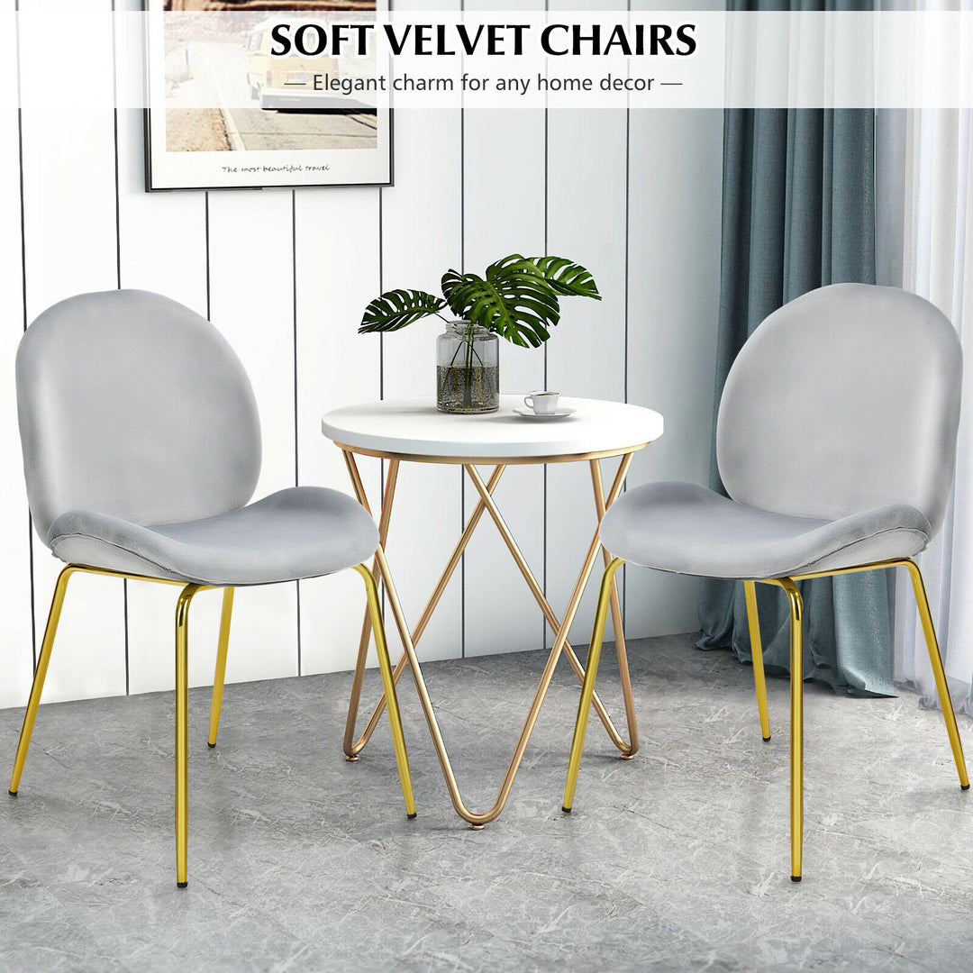 Velvet Dining Chair with Golden Finished Steel Legs-Grey