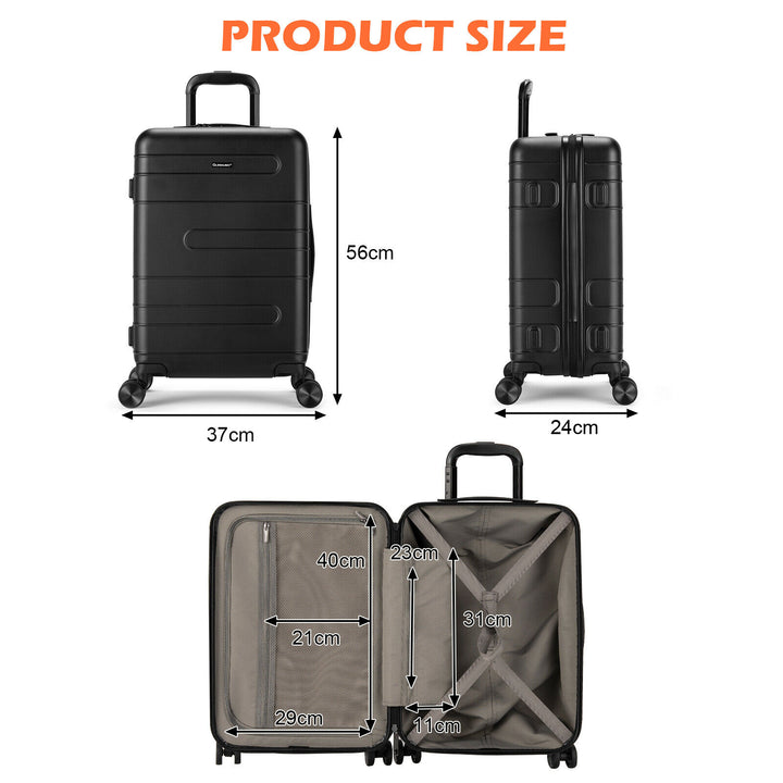 Suitcase with 4 Spinner Double-Wheels and TSA Lock-Black