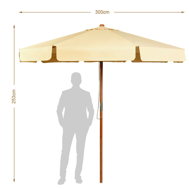 3m Garden Parasol Umbrella Garden Outdoor Sun Shade-Beige