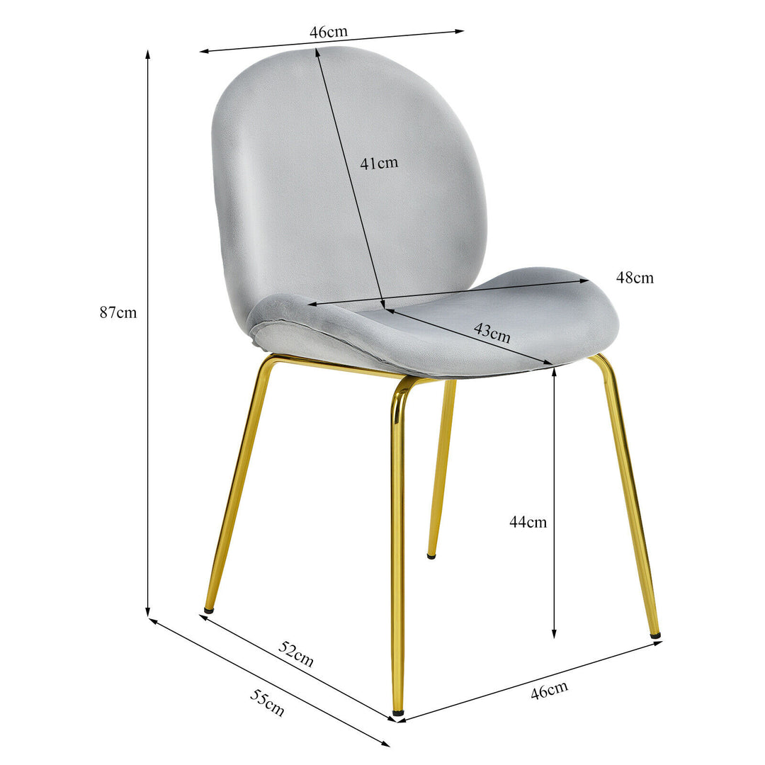 Velvet Dining Chair with Golden Finished Steel Legs-Grey