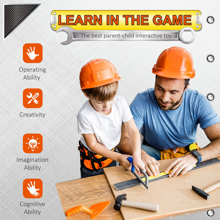 Kids Workbench and Construction Toy, Toddler Tools Workshop, STEM Educational Pretend Play, w/ Shelf Storage Box, Aged 3-6 Years Old