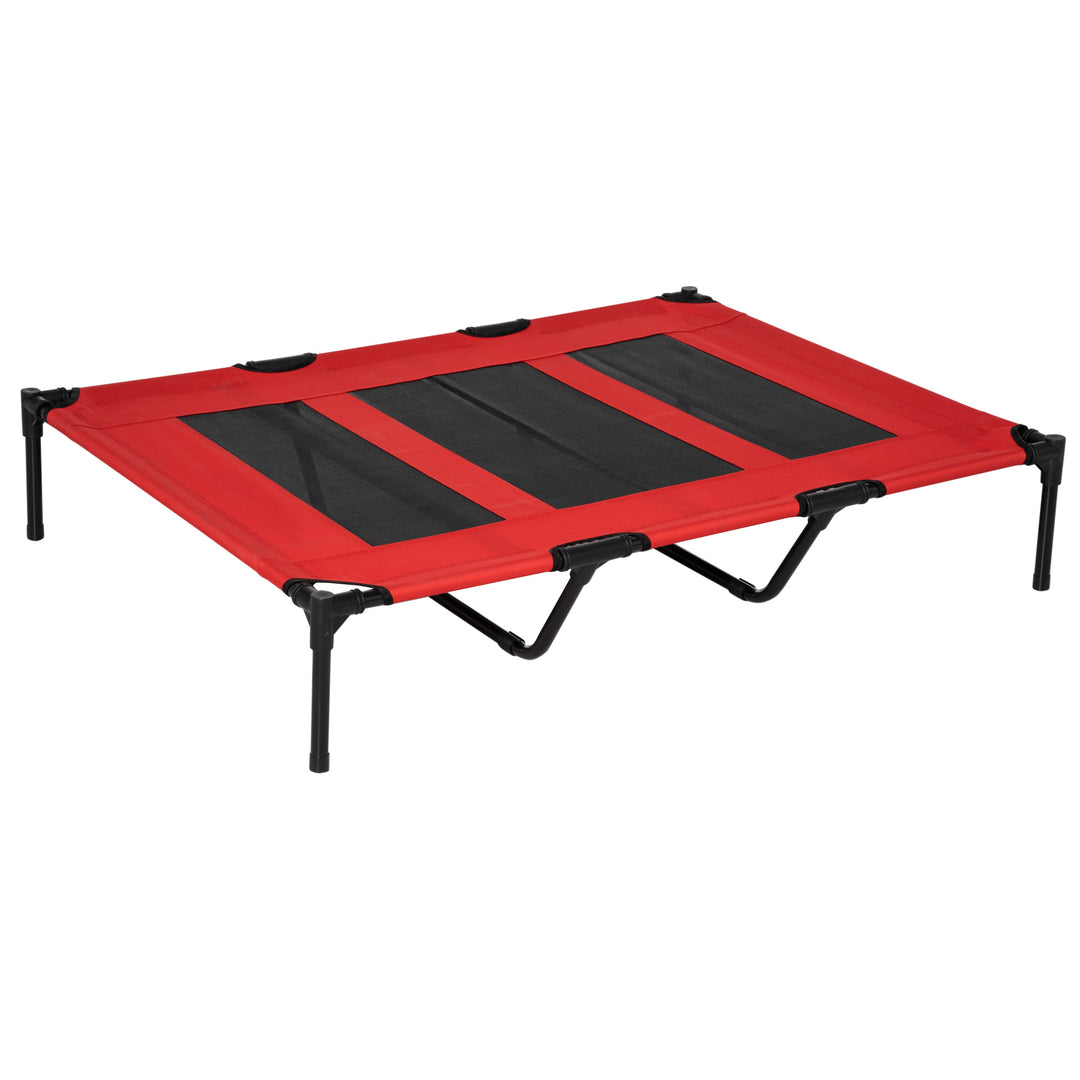 PawHut Raised Dog Bed Cooling Elevated Pet Cot with Breathable Mesh for Indoor Outdoor Use Red, X Large, 122 x 92 x 23cm