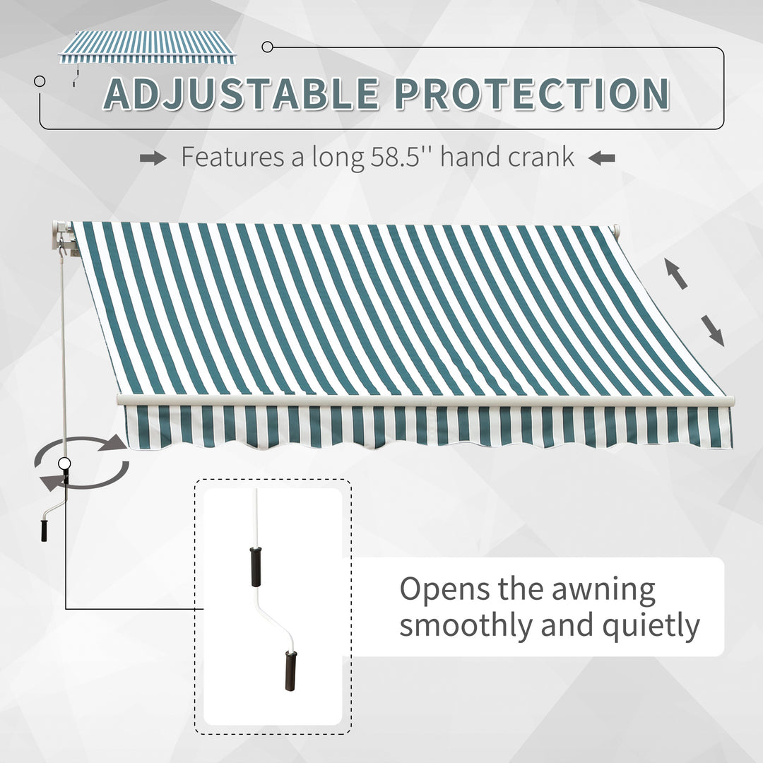 4m x 3(m) Garden Patio Manual Awning Canopy Sun Shade Shelter Retractable Green and White