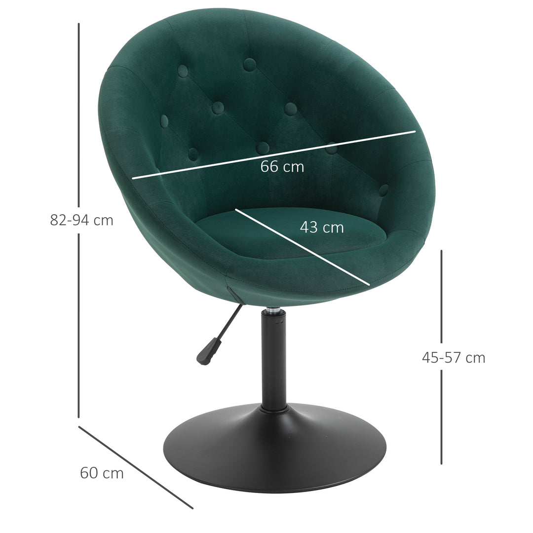 Dining Height Bar Stool Velvet-Touch Tufted Fabric Adjustable Height Armless Counter Chairs with Swivel Seat, Green