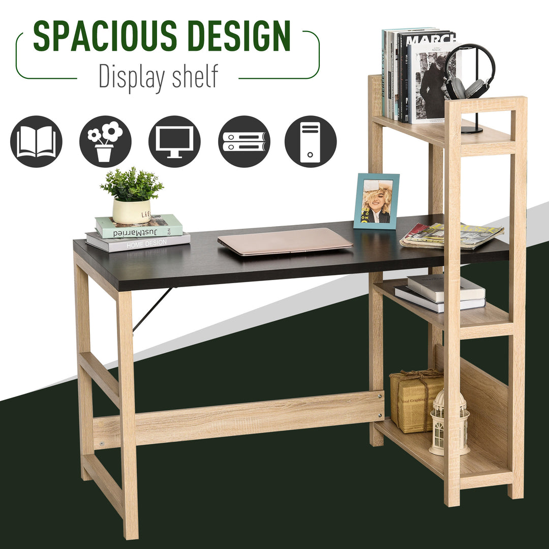 Computer Desk with shelves Office Desk Workstation，Writing Desk Computer PC Laptop Table Workstation, Black Wood Grain
