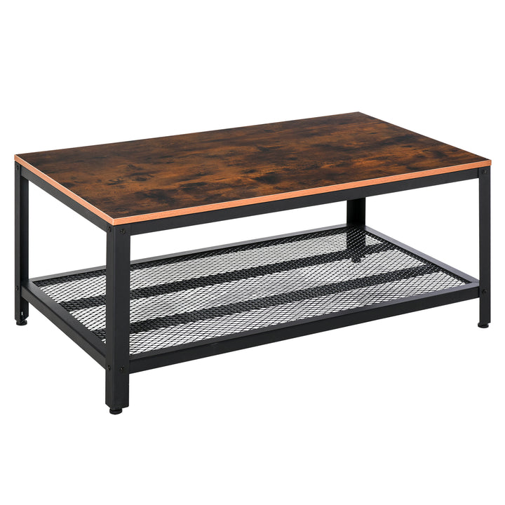 Coffee Table Industrial Site table Living Room Storage Shelf Metal Frame Two-tone Modern Organiser