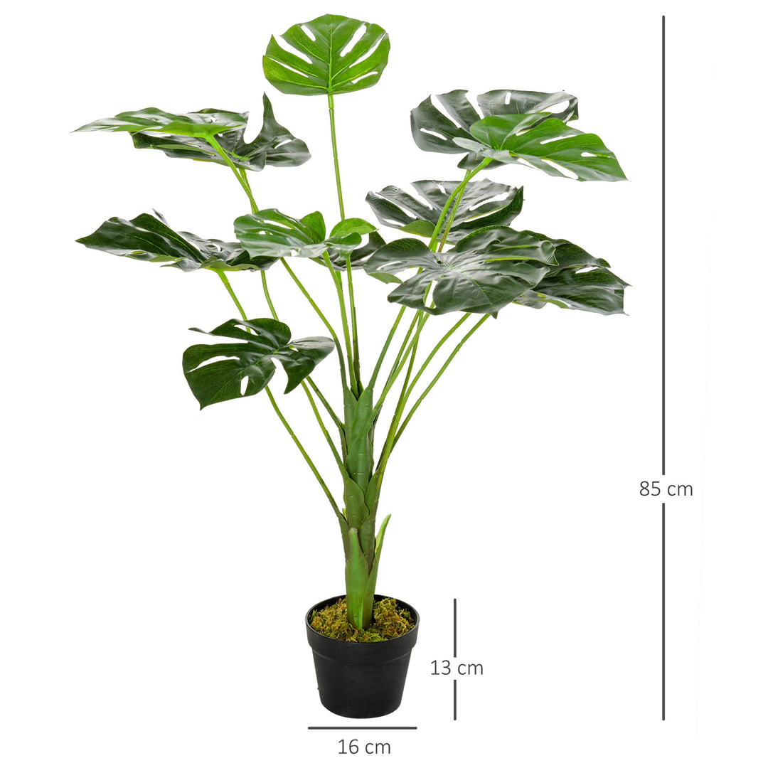 85cm/2.8FT Artificial Monstera Tree Decorative Cheese Plant 13 Leaves with Nursery Pot, Fake Tropical Palm Tree for Indoor Outdoor Décor