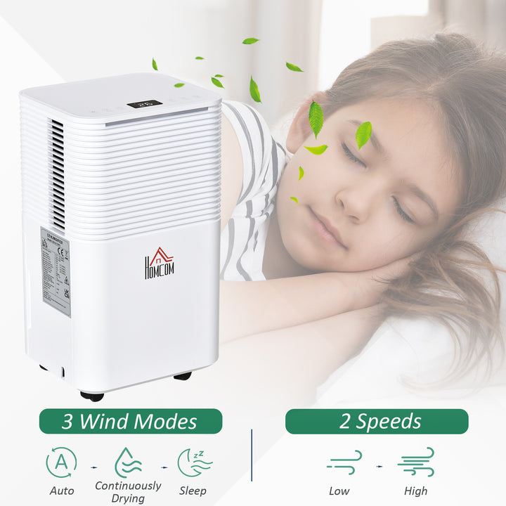 Portable Quiet Electric Dehumidifier with 3 Modes-White