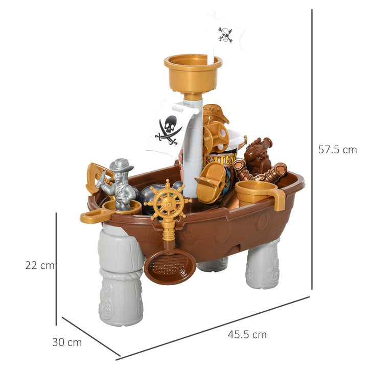 Pirate Ship Theme Sand and Water Table Beach Toy Set 2 in 1 Outdoor Activities Playset for Kids with Accessories Garden Sandpit Sandbox