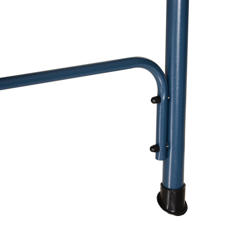 3 Seater Garden Swing Chair_ Outdoor Garden Bench with Adjustable Sun Cover and Metal Frame - Blue Stripes