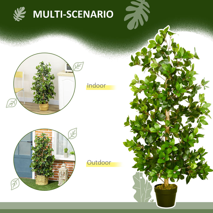 Artificial Plants Bay Leaf Laurel in Pot Fake Plants for Home Indoor Outdoor Decor, 16x16x120cm, Green