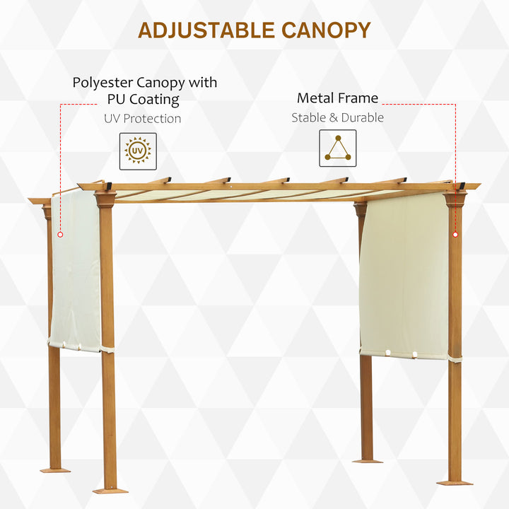 3(m) x 3(m) Garden Outdoor Retractable Pergola Gazebo with Adjustable Canopy Garden Sun Shade Patio Canopy Shelter - Beige